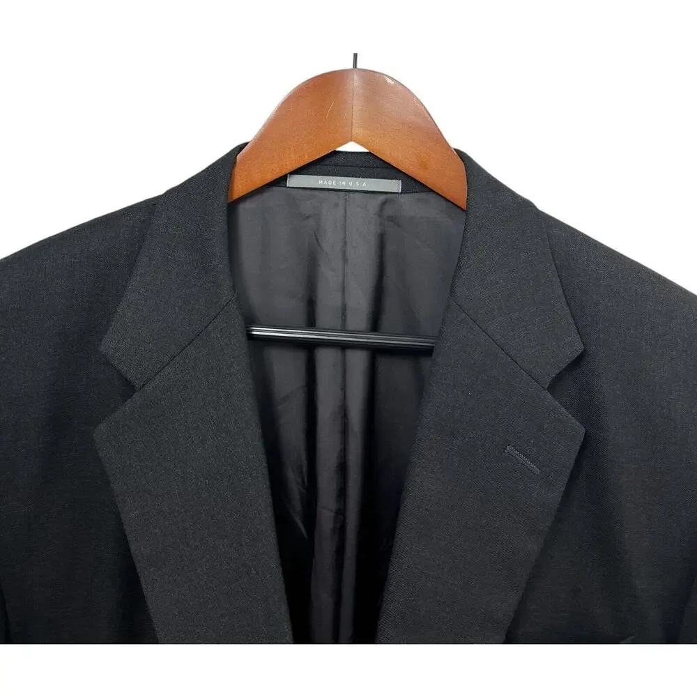 Hickey Freeman Blazer 46R Dark Gray Wool Men’s Loro Piana Italy Old Money